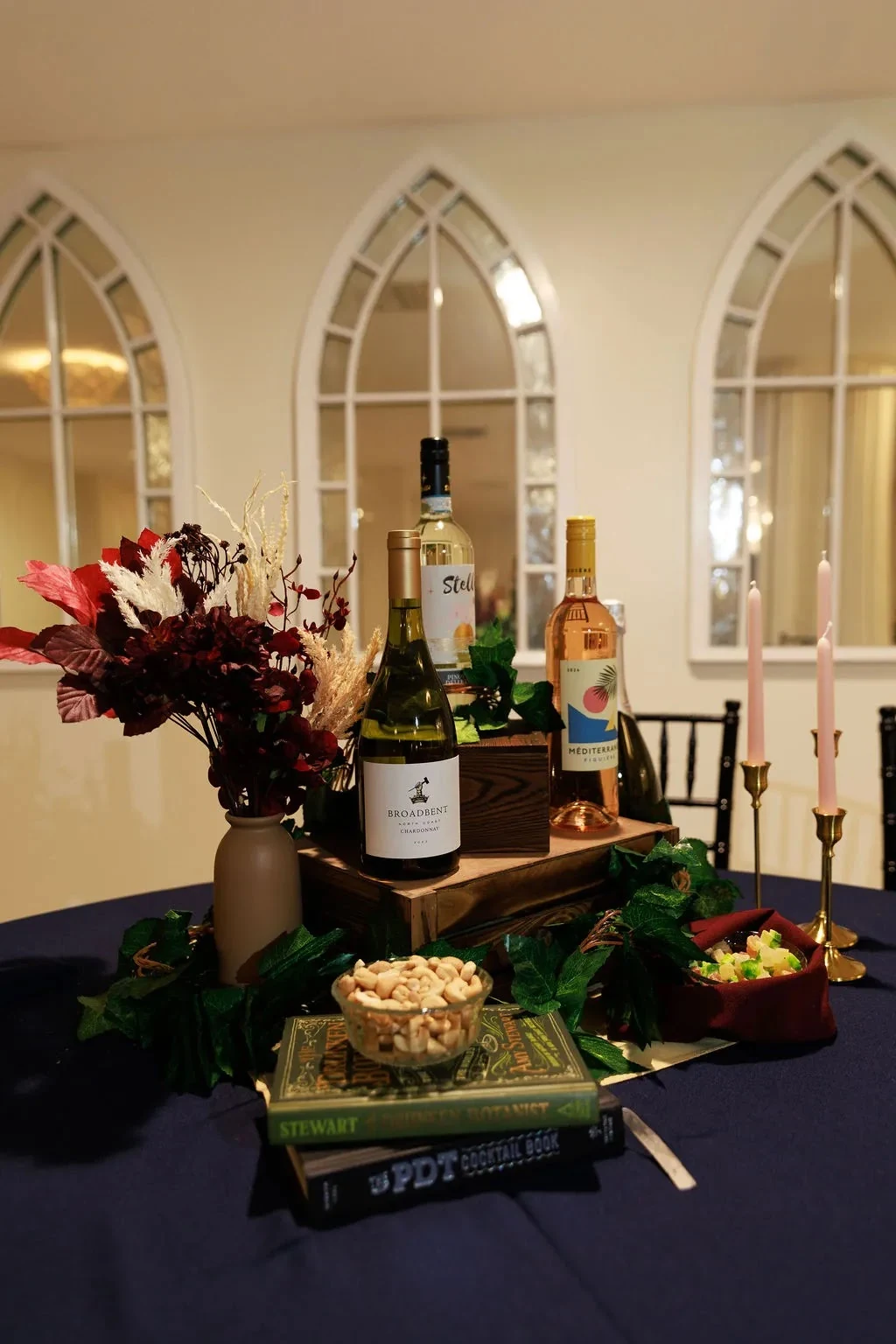 Wedding bar setup with wine and cocktail details in Savannah