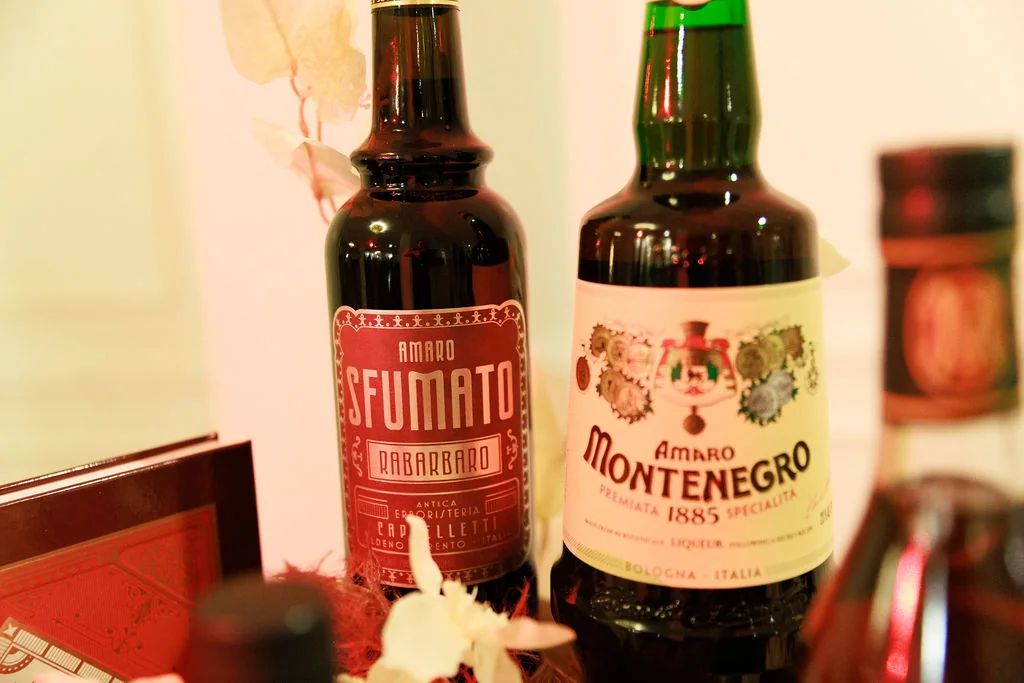 Amari experience with Italian digestif bottles for an event bar