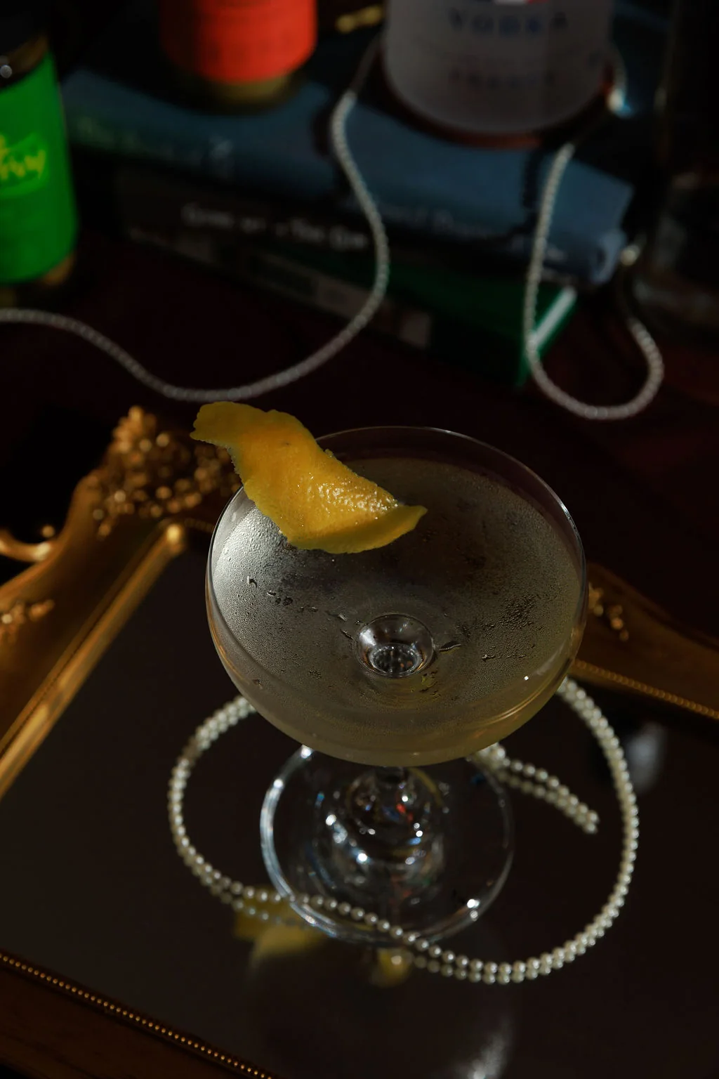 Martini bar coupe cocktail with lemon garnish for a specialty station