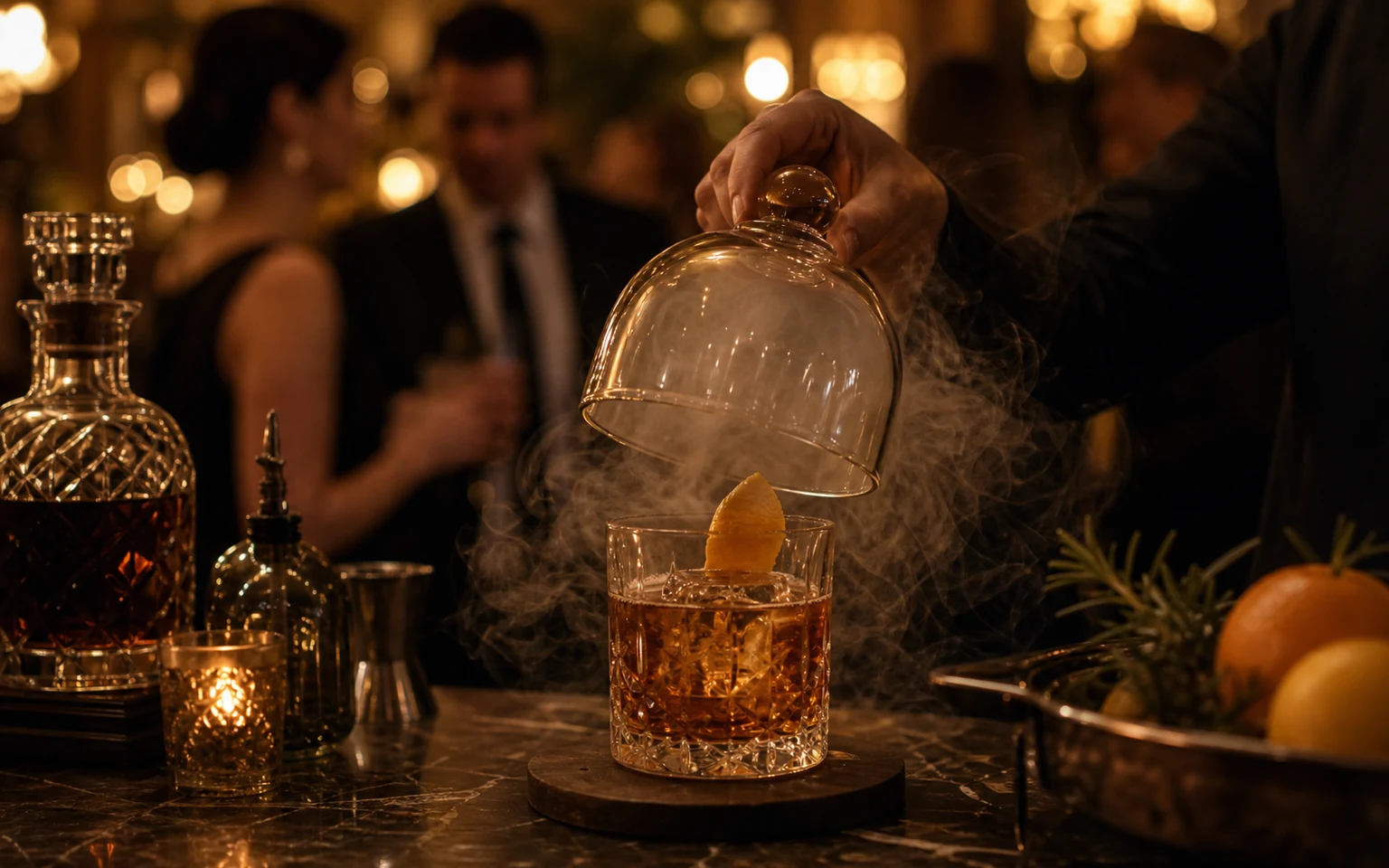 Smoked old fashioned cocktail for a private event by Formosa Bar
